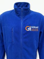Profesyonel Dik Yaka Fermuarlı Polar Ceket (Saks Mavi) - Görsel 3