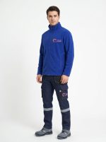 Profesyonel Dik Yaka Fermuarlı Polar Ceket (Saks Mavi) - Görsel 4