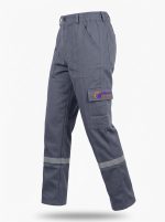Göksel İş Güvenliği %100 Pamuk 7/7 Gabardin Reflektörlü Kışlık İş Pantolonu – Füme Gri - Görsel 3