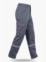 Göksel İş Güvenliği %100 Pamuk 7/7 Gabardin Reflektörlü Kışlık İş Pantolonu – Füme Gri - Görsel 4