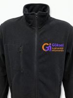 Profesyonel Dik Yaka Fermuarlı Polar Ceket (Siyah) - Görsel 3