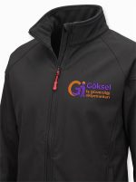 Erkek Siyah Softshell Rüzgar ve Su Geçirmez Polar Astarlı İş Montu - Görsel 3